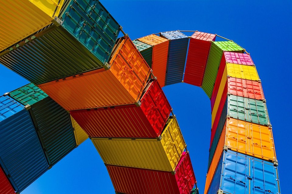 Containers indicting export trade