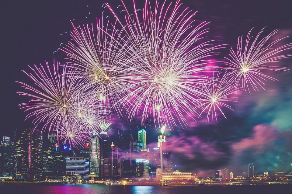 Purple city firework celebrations