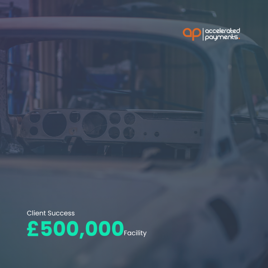 Pharma invoice finance facility on manufacturing equipment, client success £500,000 facility with accelerated payments logo