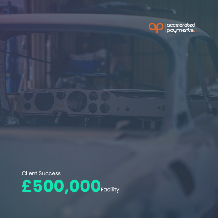 Pharma invoice finance facility on manufacturing equipment, client success £500,000 facility with accelerated payments logo